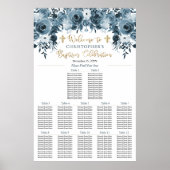 Poster Aquarelle bleue Floral | Faux Gold Boy Baptism (Devant)