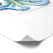 Poster Aquarelle bleue Octopus (Coin)