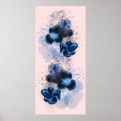 Poster Aquarelle Bleue Originale Fleurs Orientales Peintu (Devant)