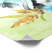 Poster Aquarelle bleue Petite vache (Coin)