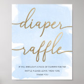 Poster Aquarelle bleue Roulette dorée (Devant)
