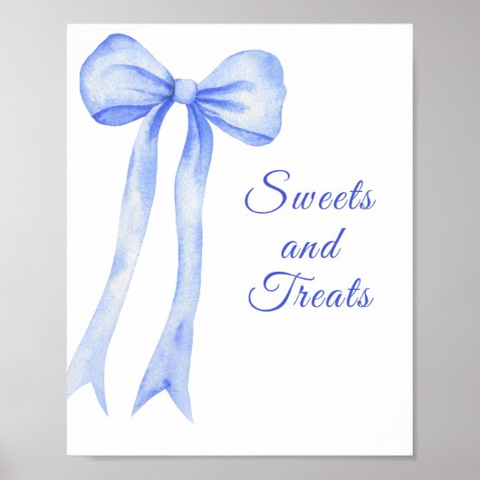 Poster Aquarelle Blue Bow Sweets et Traitements (Devant)