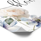 Poster Aquarelle Blue Floral Baby shower Bienvenue (Coin)