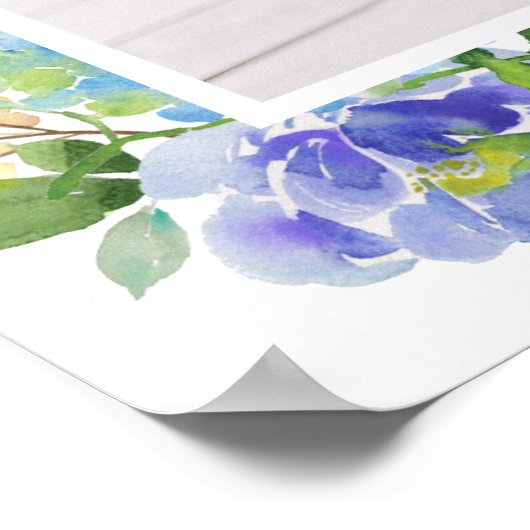Poster Aquarelle Blue Hydrangea Frame Photo Graduation (Coin)