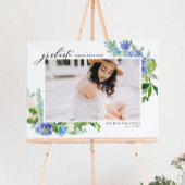 Poster Aquarelle Blue Hydrangea Frame Photo Graduation