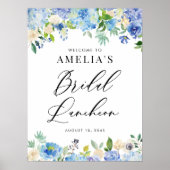 Poster Aquarelle Blue Hydrangeas Bridal Luncheon Bienvenu (Devant)