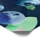Poster Aquarelle Blueberry Dark Arrière - plan Motif (Coin)