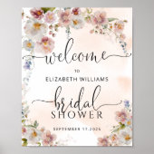 Poster Aquarelle Blush Floral Douche de bienvenue (Devant)