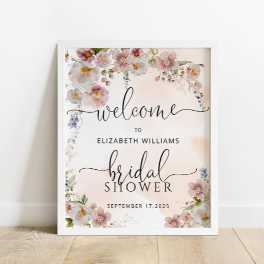 Poster Aquarelle Blush Floral Douche de bienvenue