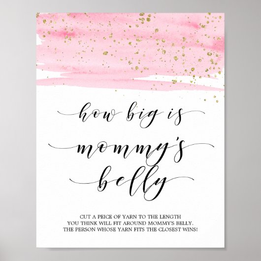 Poster Aquarelle Blush & Gold Baby shower ventre maman (Devant)