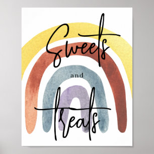Poster Aquarelle Boho Arc-en-ciel Douceurs et friandises 