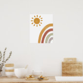 Poster Aquarelle Boho arc-en-ciel et soleil (Cuisine)