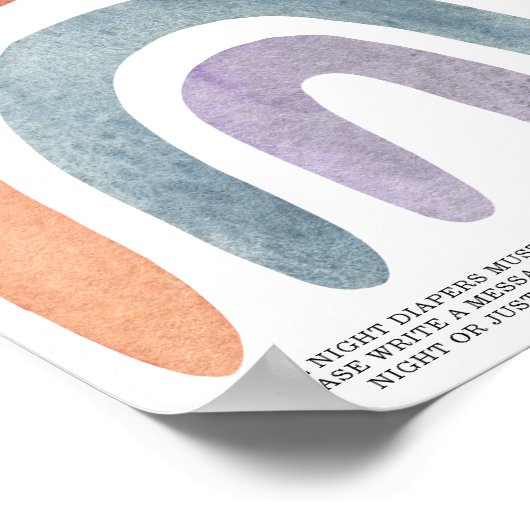 Poster Aquarelle Boho Arc-en-ciel Late Night couches Post (Coin)