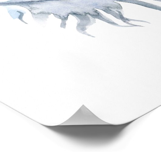 Poster Aquarelle Boho Blue Feather Print (Coin)