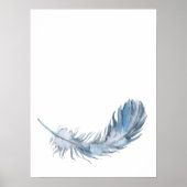 Poster Aquarelle Boho Blue Feather Print (Devant)