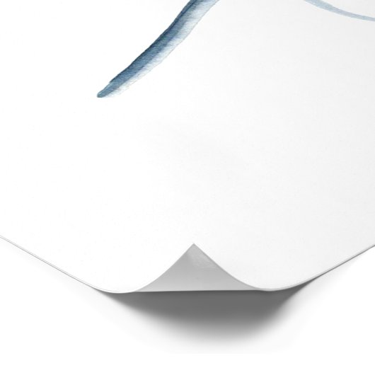 Poster Aquarelle Boho Blue Feather Print (Coin)