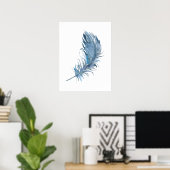 Poster Aquarelle Boho Blue Feather Print (Bureau à domicile)