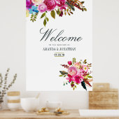 Poster Aquarelle Boho Chic Floral Mariage Bienvenue (Cuisine)