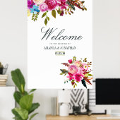 Poster Aquarelle Boho Chic Floral Mariage Bienvenue (Bureau à domicile)