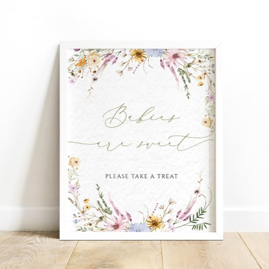 Poster Aquarelle Boho Fleurs sauvages bébé sont doux sign
