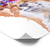 Poster Aquarelle Boho Fox Floral Couronne (Coin)