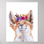 Poster Aquarelle Boho Fox Floral Couronne (Devant)
