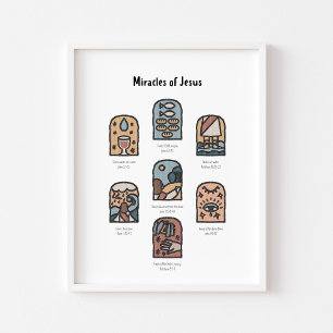 Poster aquarelle boho miracles de l'affiche de Jésus