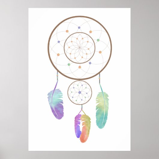 Poster Aquarelle Boho Rainbow Dreamcatcher Art (Devant)