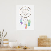 Poster Aquarelle Boho Rainbow Dreamcatcher Art (Cuisine)