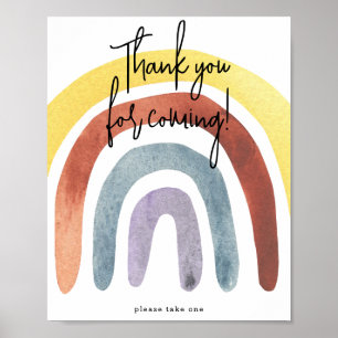 Poster Aquarelle Boho Rainbow Merci à venir