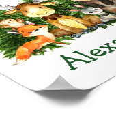 Poster Aquarelle Bois Animaux Forêts Arbres (Coin)