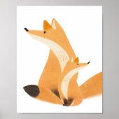 Poster Aquarelle Bois Famille Fox Décor Chambre (Devant)