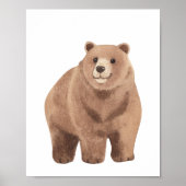 Poster Aquarelle Bois mignon Ours Nourriture Décor Salle (Devant)