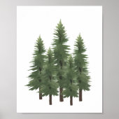 Poster Aquarelle Bois Nature Pin Arbre Nourriture Décor (Devant)