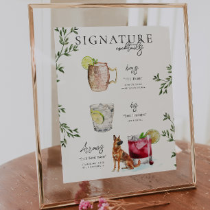 Poster Aquarelle Boisson Signature de la Mariée & du Ma
