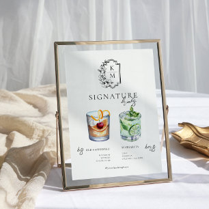 Poster Aquarelle   Boisson Signature de la Mariée & du Ma