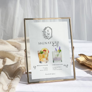 Poster Aquarelle   Boisson Signature de la Mariée & du Ma
