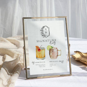 Poster Aquarelle Boisson Signature de la Mariée & du Ma