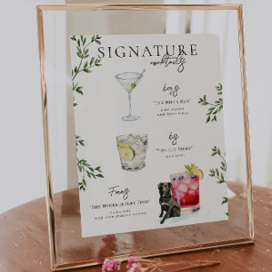 Poster Aquarelle Boisson Signature de la Mariée & du Ma