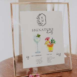 Poster Aquarelle Boisson Signature de la Mariée & du Ma