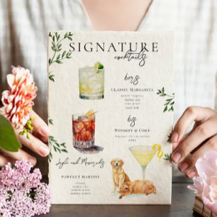 Poster Aquarelle Boisson Signature de la Mariée & du Ma