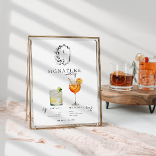 Poster Aquarelle   Boisson Signature de la Mariée et du M