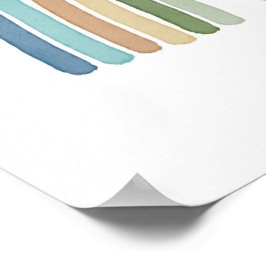 Poster Aquarelle Bosphérique simple bleu arc-en-ciel (Coin)