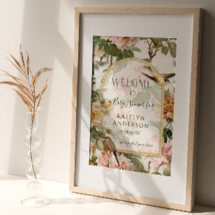 Poster Aquarelle botanique Baby shower d'accueil Floral