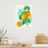 Poster Aquarelle botanique de fruits persimmon (Cuisine)