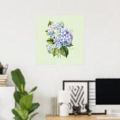 Poster Aquarelle Botanique Florale Hydrangea (Bureau à domicile)