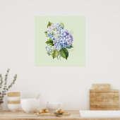 Poster Aquarelle Botanique Florale Hydrangea (Cuisine)