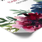 Poster Aquarelle Bourgogne Baby shower des fleurs de la m (Coin)