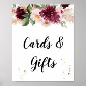 Poster Aquarelle Bourgogne Blush rose et rouge Floral (Devant)