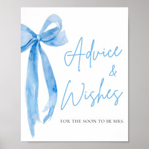 Poster Aquarelle Bow bleu foncé Conseils et voeux